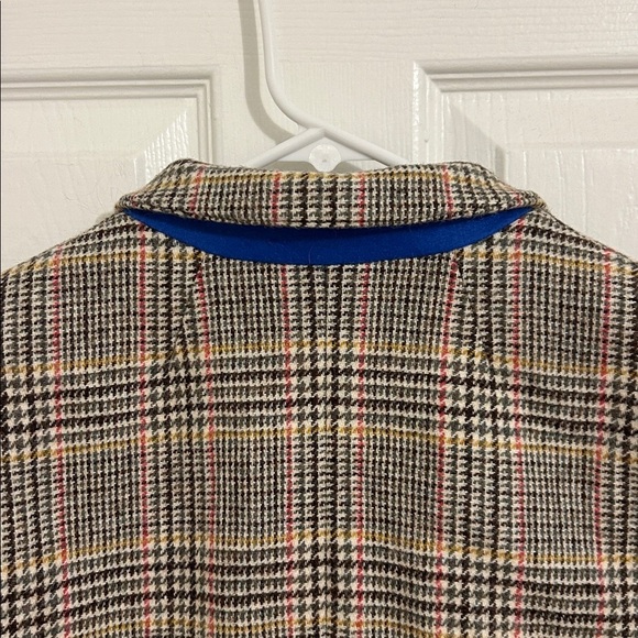 J.Crew Regent Blazer Jacket Plaid Houndstooth Wool Blue Stand Collar New Size 6 - Picture 7 of 12